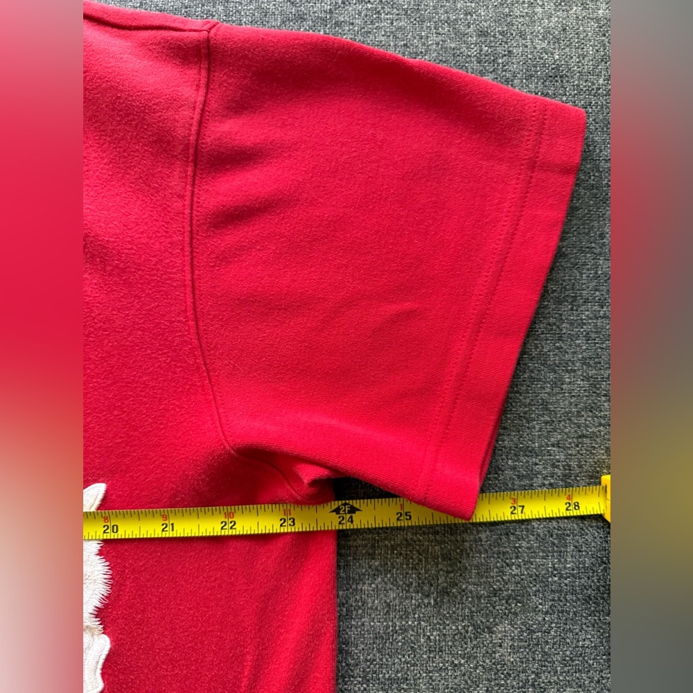 Bechamel Womens Cotton T-Shirt Red Short Sleeve Dog Embroidered Sz Petite Large - Picture 7 of 13